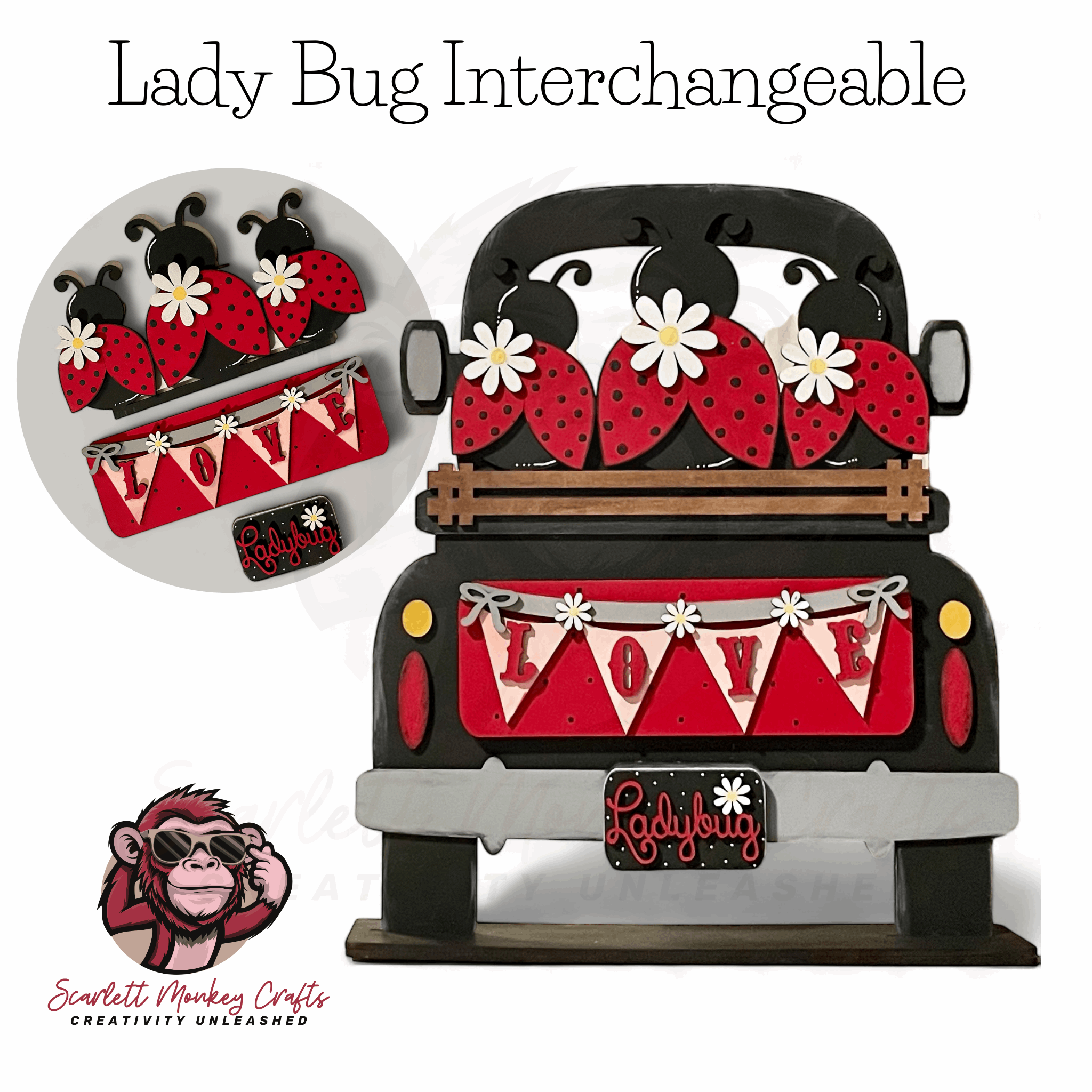 Farm Truck Interchangeable Starter Bundle for farmhouse decor with ladybug theme.