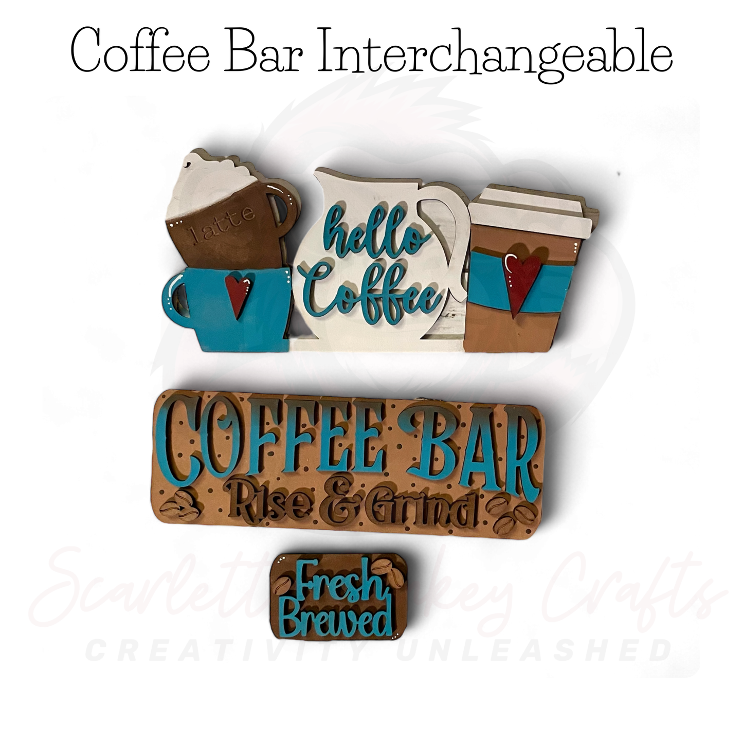 Paintable Coffee Bar Interchangeable MDF Wood Project Kit with Velcro Attachments.