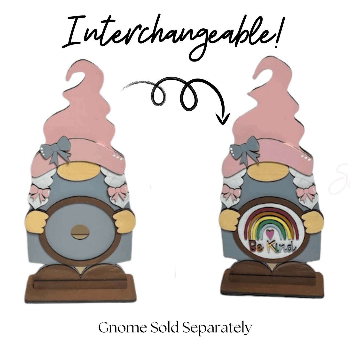 Interchangeable Standing Girl Gnome Starter Bundle with customizable frame and magnetic inserts.