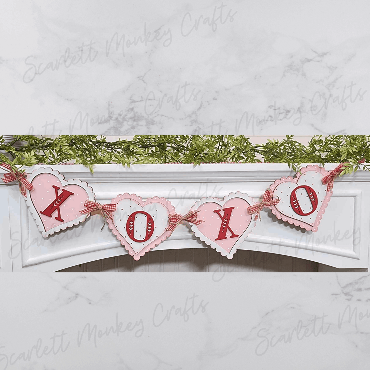 Paintable wood project XOXO Valentine shelf sitter with heart design.