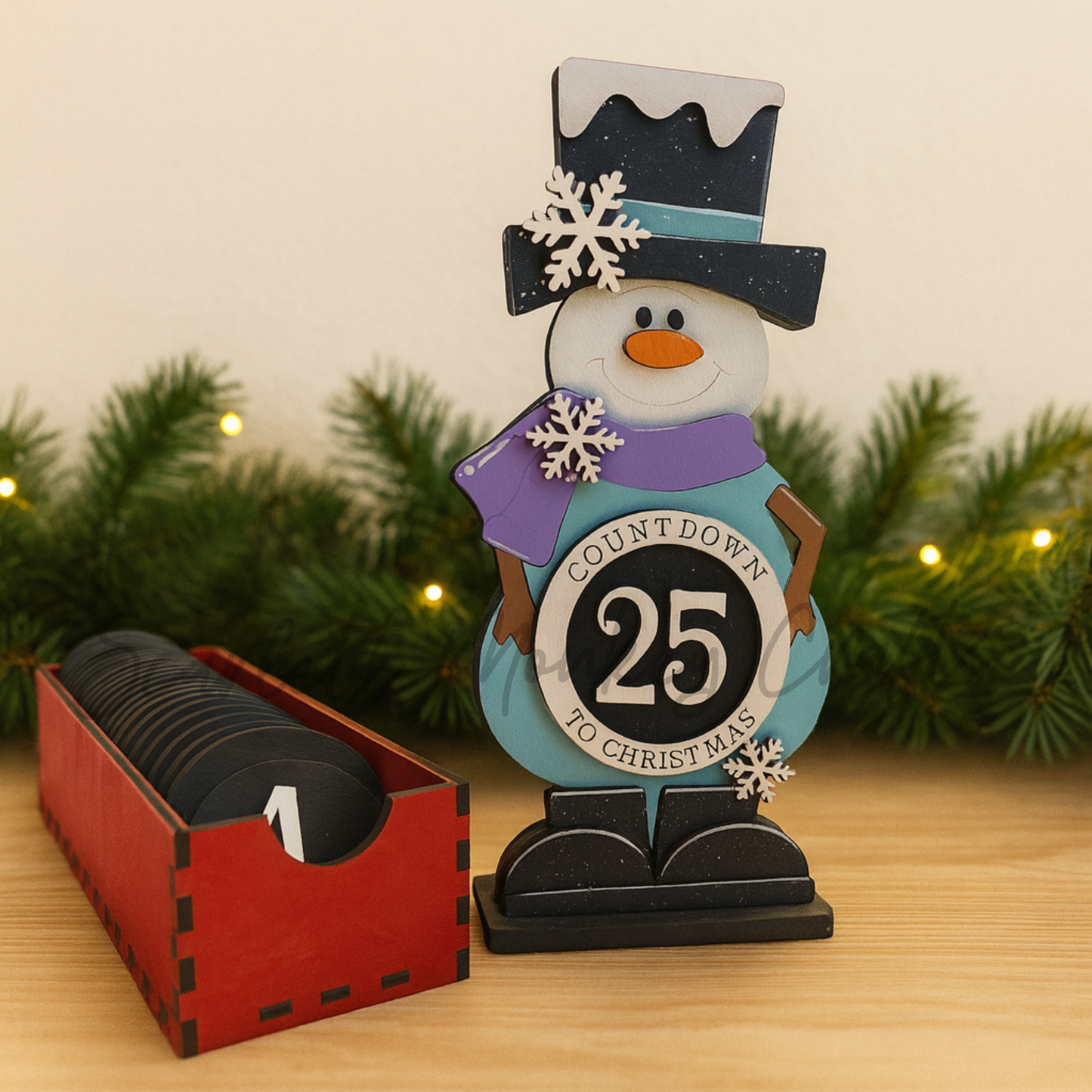 Snowman Countdown Tracker - Hand-Painted Christmas Decor