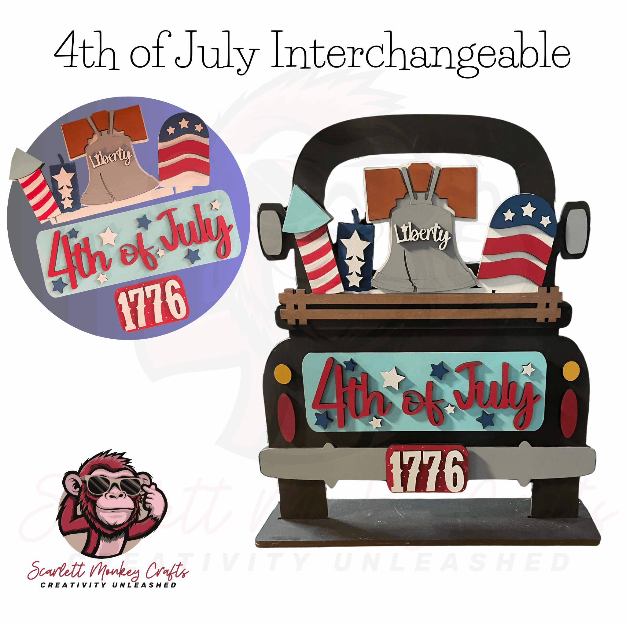 Farm Truck Interchangeable Starter Bundle with 4th of July design and decorations.