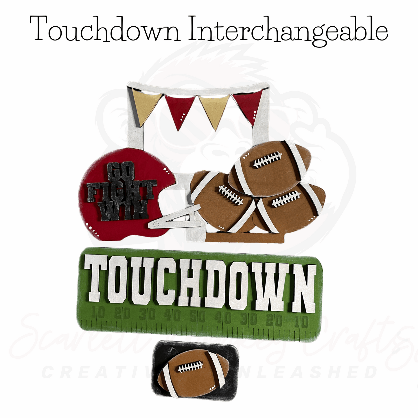 Touchdown Interchangeable customizable truck toy with football theme and Velcro attachments.