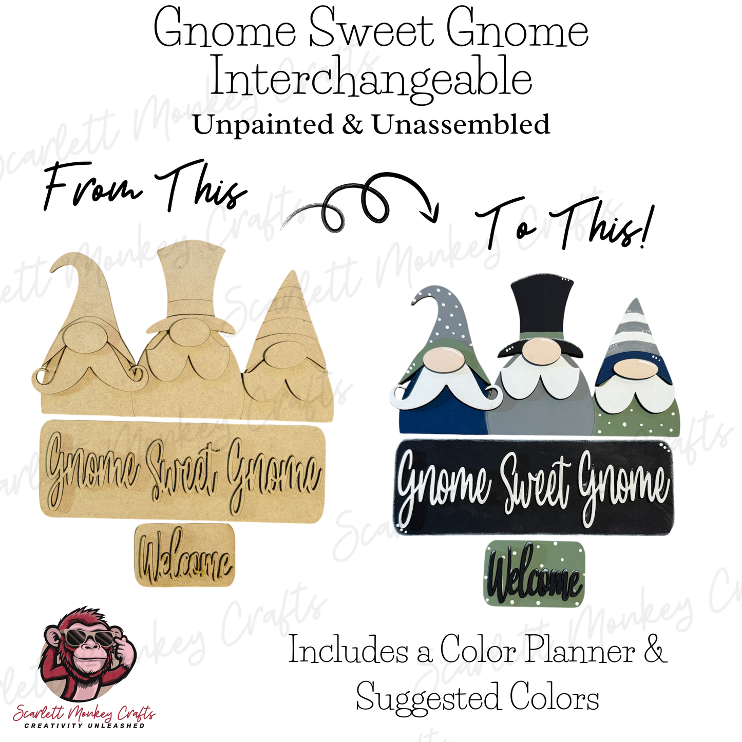 Gnome Sweet Gnome Interchangeable Paintable Wood Project