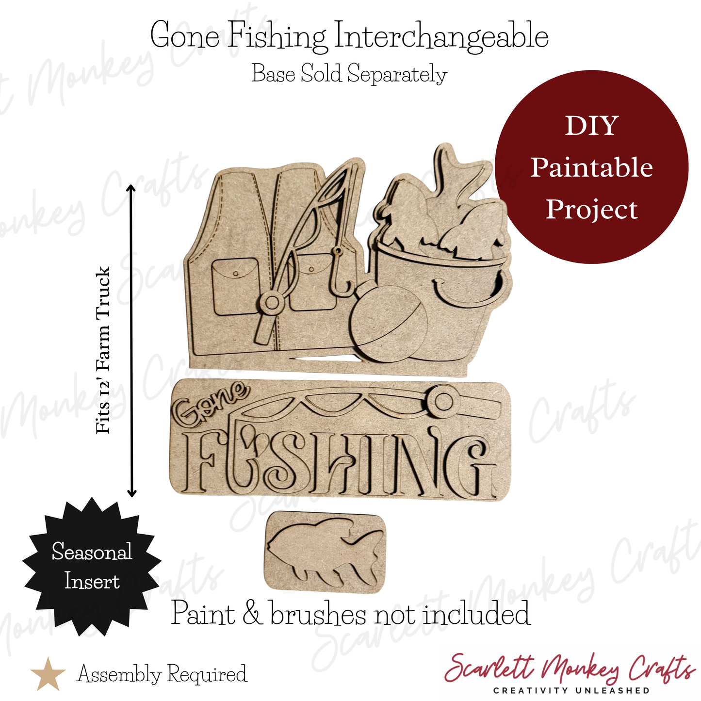 Gone Fishing Interchangeable - Paintable Project