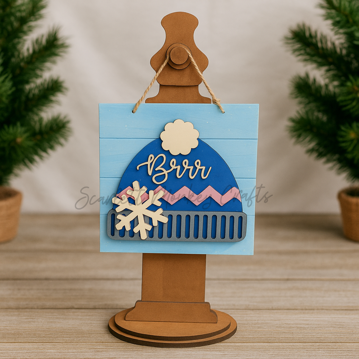 Winter Theme Wall Hangers - Hand-Painted Christmas Decor