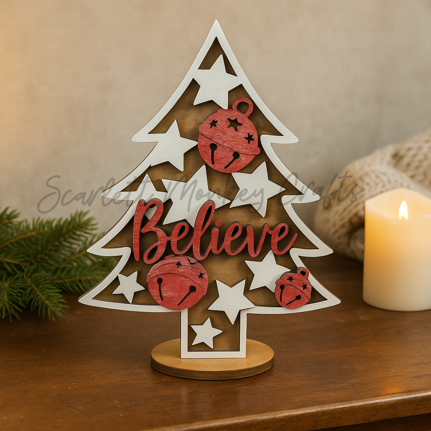 Standing Christmas Trees Set - Hand-Painted Holiday Decor
