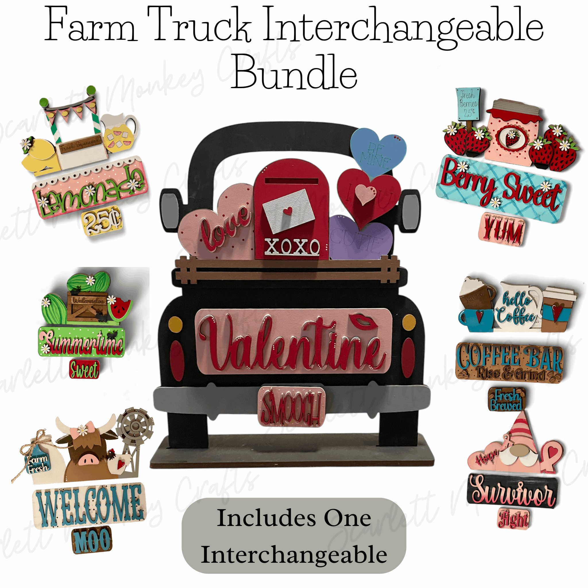 Farm Truck Interchangeable Starter Bundle with customizable decor pieces.