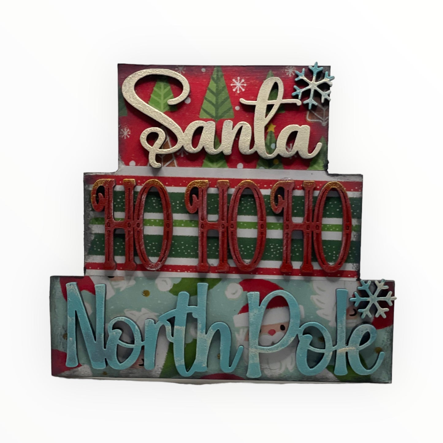 Christmas Word Stackers for tiered tray decor with festive designs.