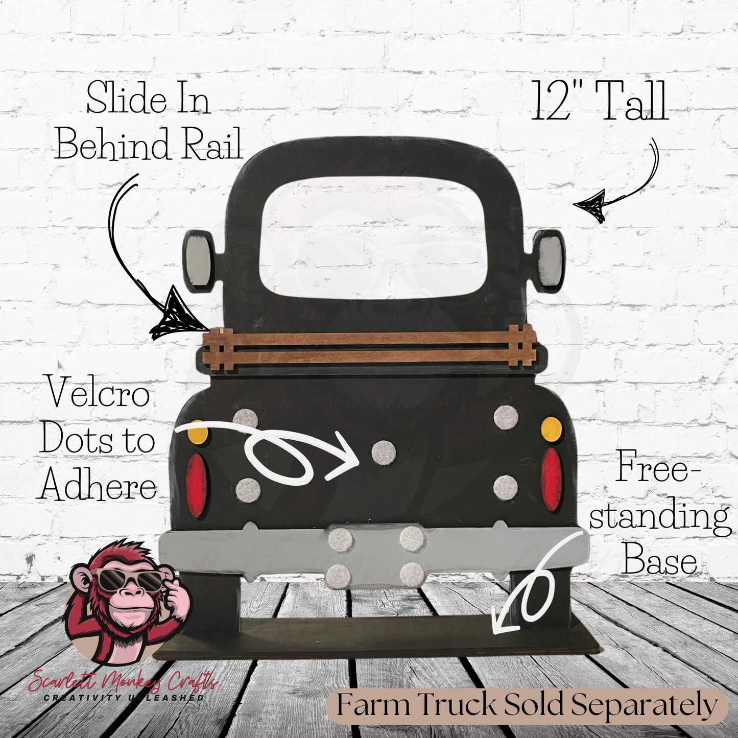 July Interchangeable decor for Farm Truck base with Velcro attachments, 12" tall.