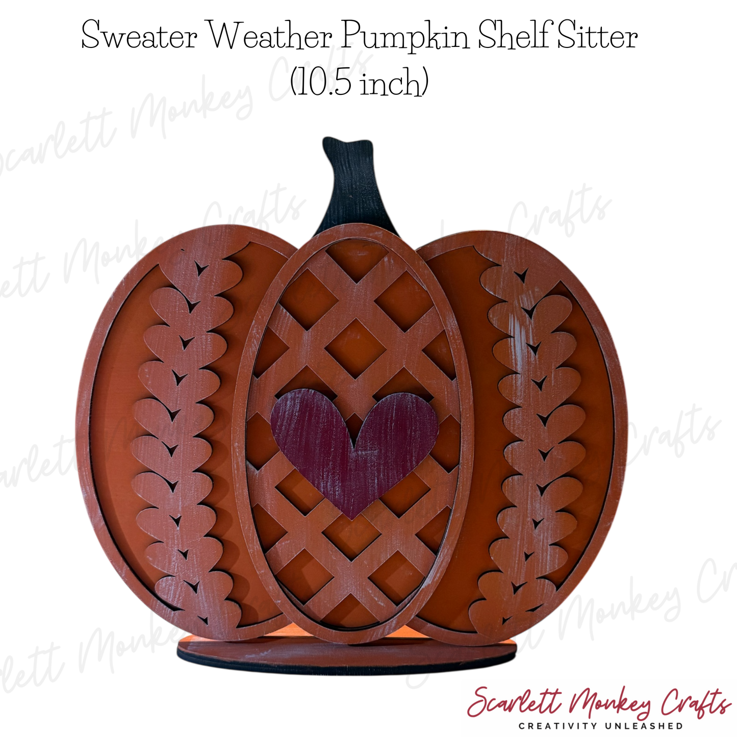 Sweater Weather Pumpkin Shelf Sitter (10.5") - Painted