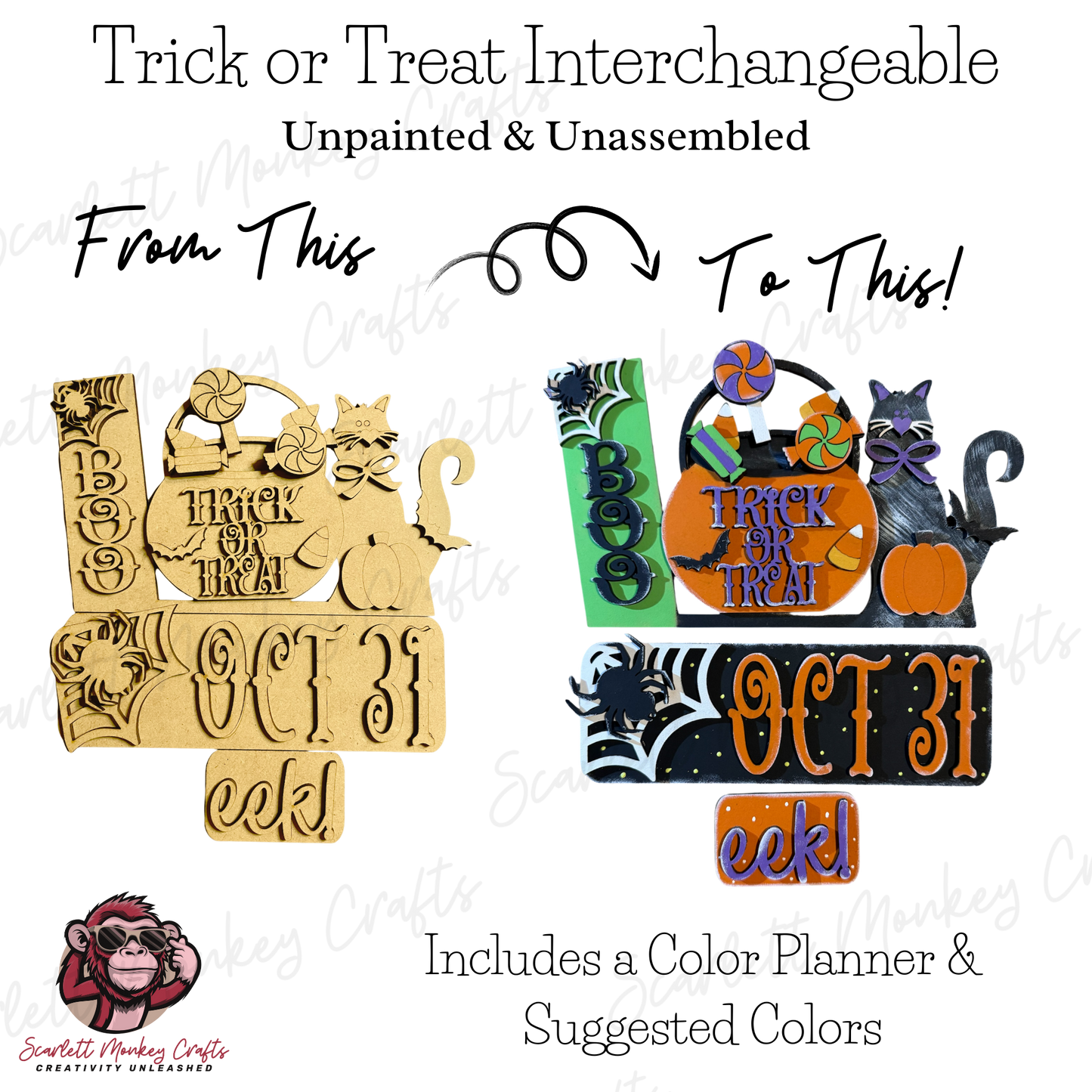 Trick or Treat Interchangeable Paintable Wood Project