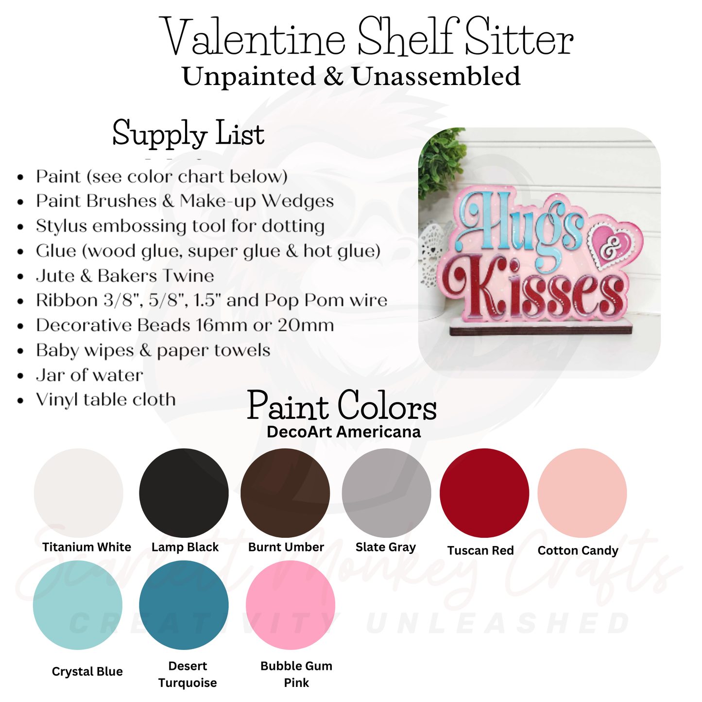 Paintable Project - Valentine Shelf Sitter - Hugs & Kisses