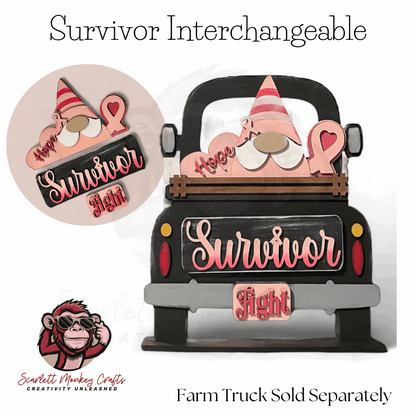 Survivor Interchangeable wooden decoration with Velcro attachments, compatible with Farm Truck base.