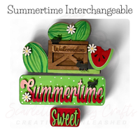 Paintable wood project Summertime Interchangeable kit with watermelon theme for Farm Truck decor.