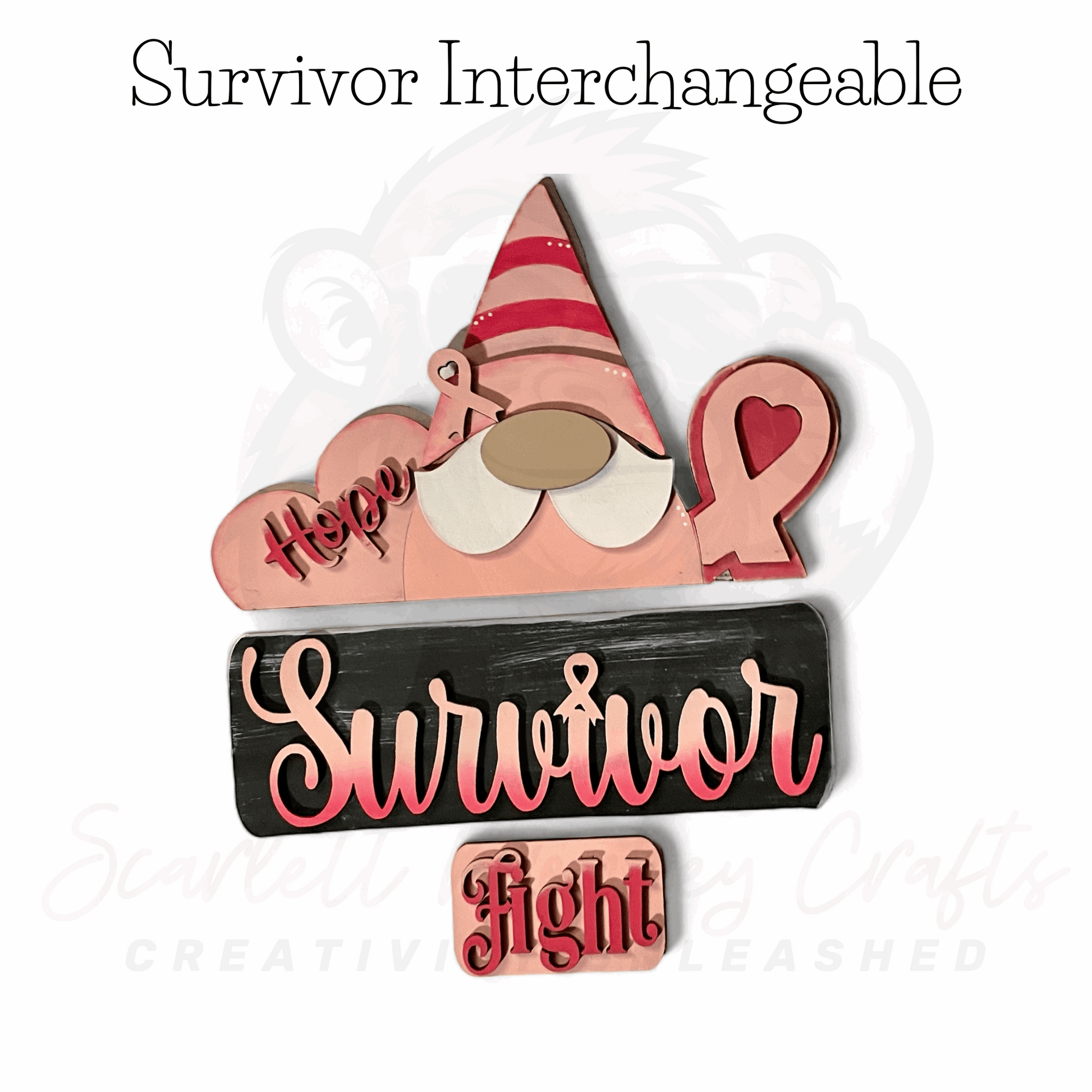 Survivor Interchangeable handcrafted MDF accessories with Velcro attachments.