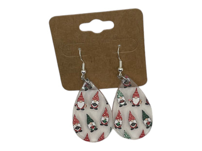 Hand-crafted Acrylic Christmas Gnome Teardrop Earrings