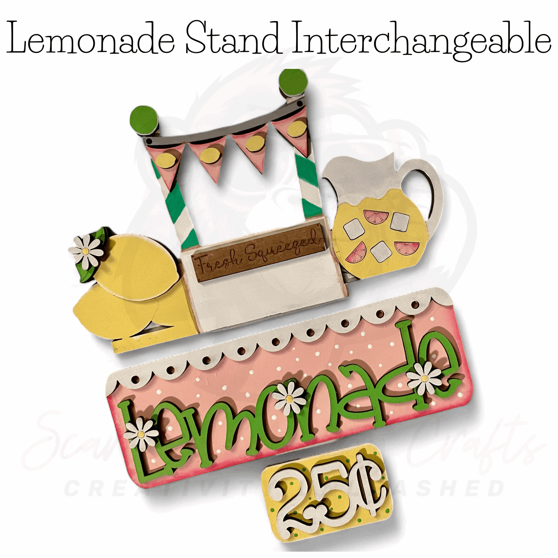 Paintable wood lemonade stand interchangeable add-on for Farm Truck.