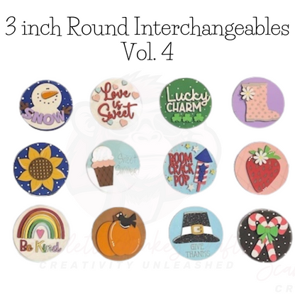 3 Inch Round - 12 Month Seasonal Round Bundle - Vol. 4 with colorful seasonal inserts and interchangeable designs.