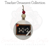Christmas ornament featuring a math chalkboard design, handcrafted from wood.