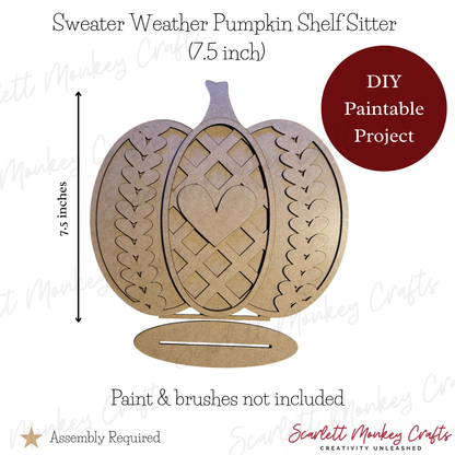 Sweater Weather Pumpkin Shelf Sitter (7.5") - Paintable Project