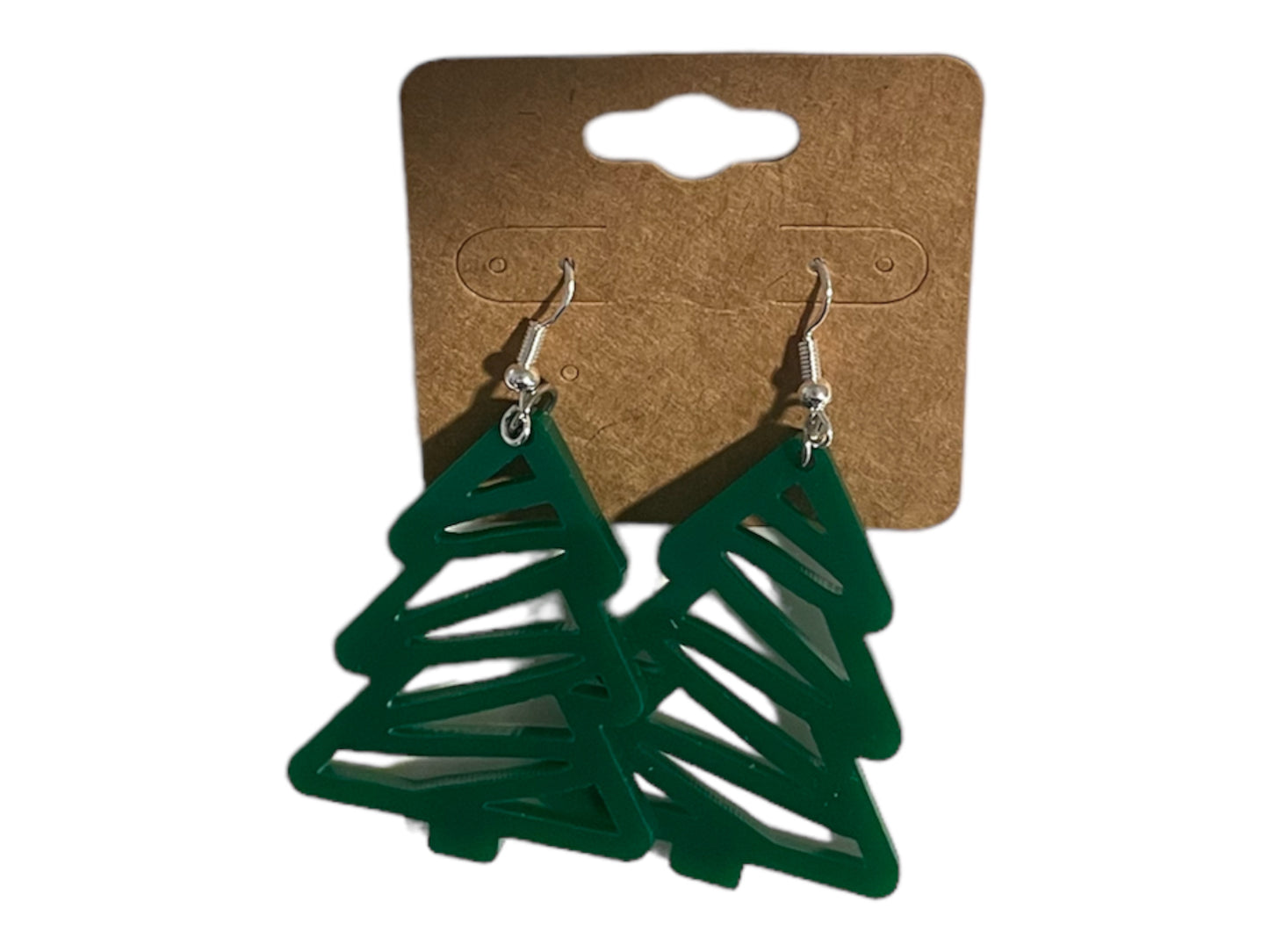 Green Acrylic Christmas Tree Earrings