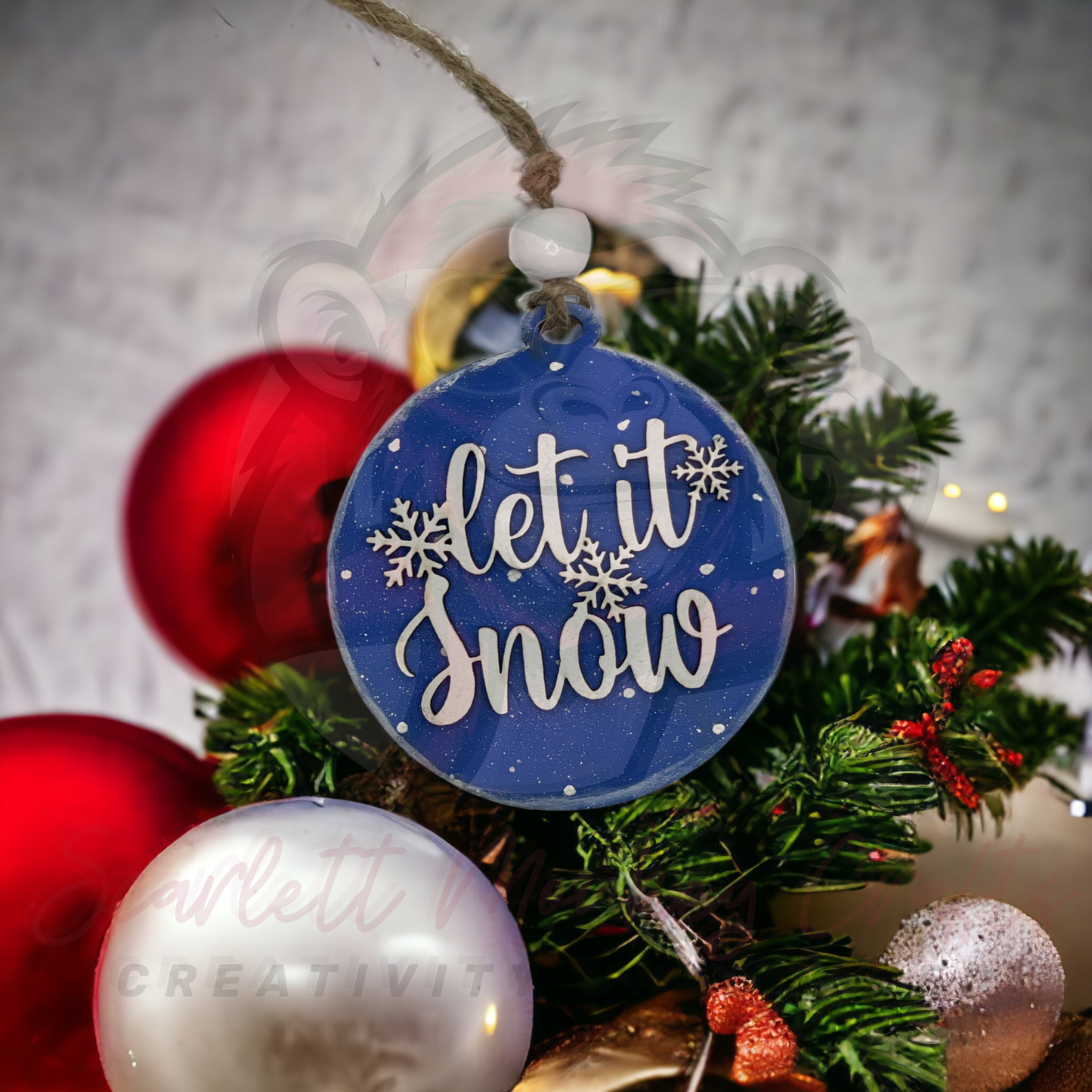 Let it Snow Christmas Ornament - Painted