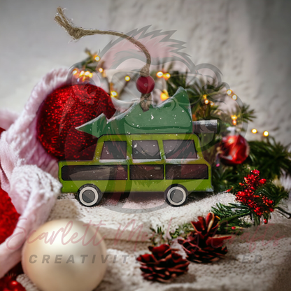 Family Christmas Truck Ornament - Painted