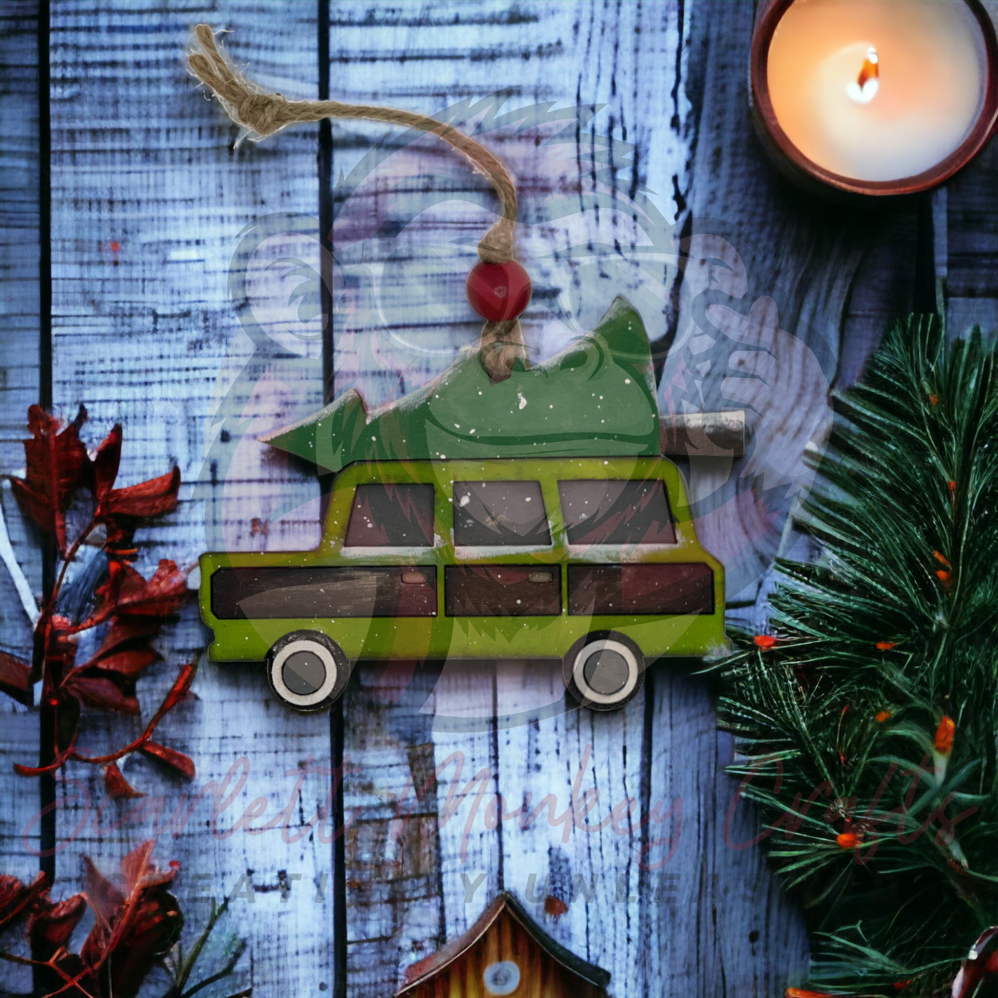 Family Christmas Truck Ornament - Painted