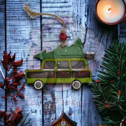 Family Christmas Truck Ornament - Painted