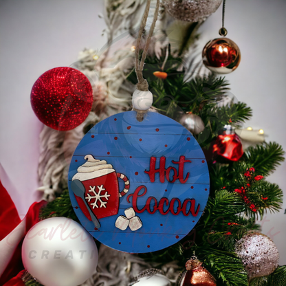 Hot Cocoa Christmas Ornament - Painted
