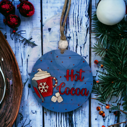 Hot Cocoa Christmas Ornament - Painted