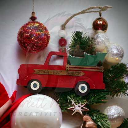 Farm Truck Christmas Ornament - Painted