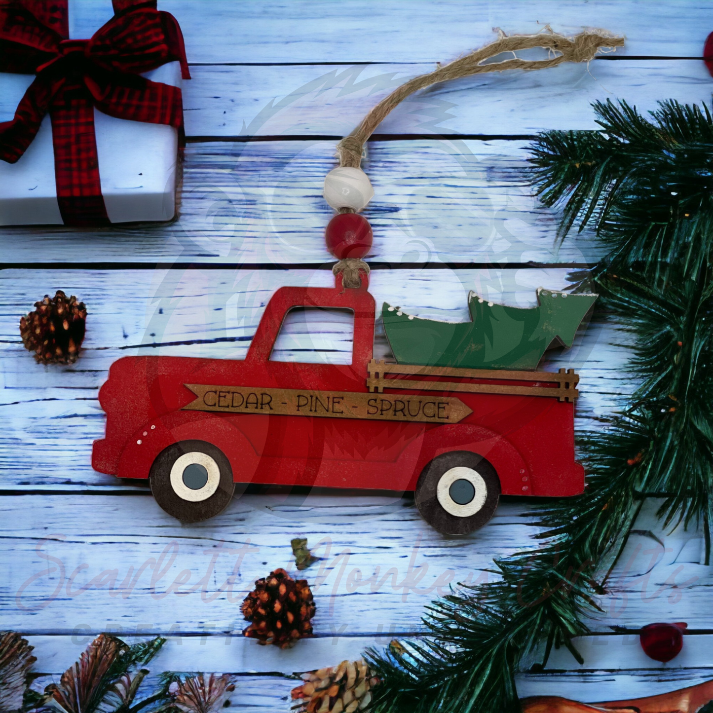 Farm Truck Christmas Ornament - Painted