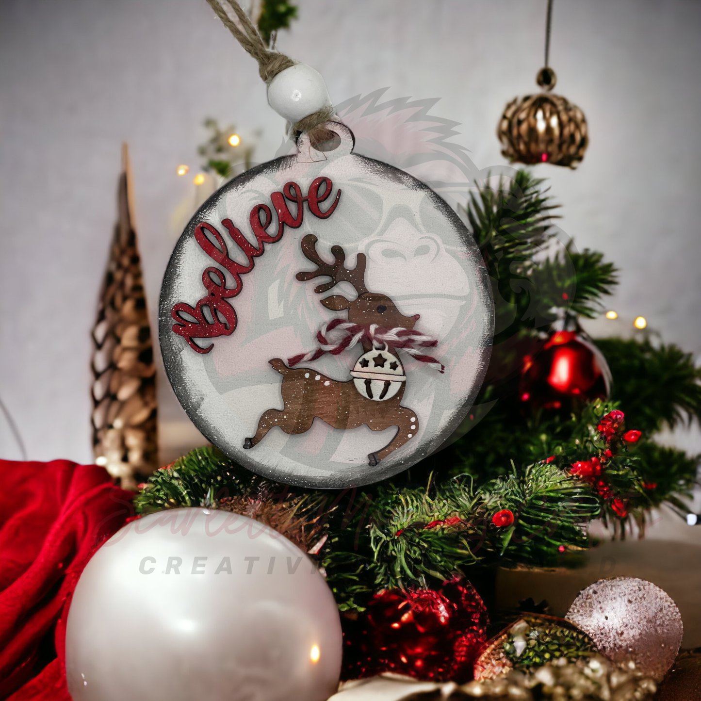 “Believe” Reindeer Ornament - Painted