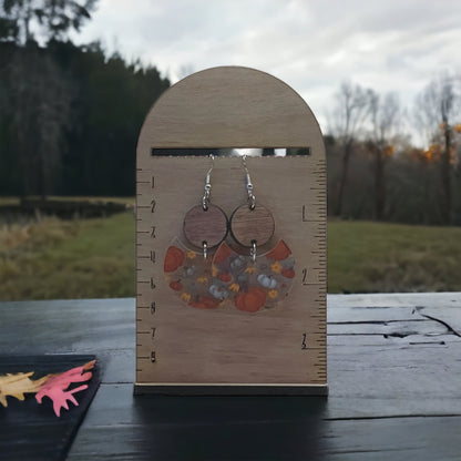 Wood and Acrylic  Pumpkin Fall Themed Earrings