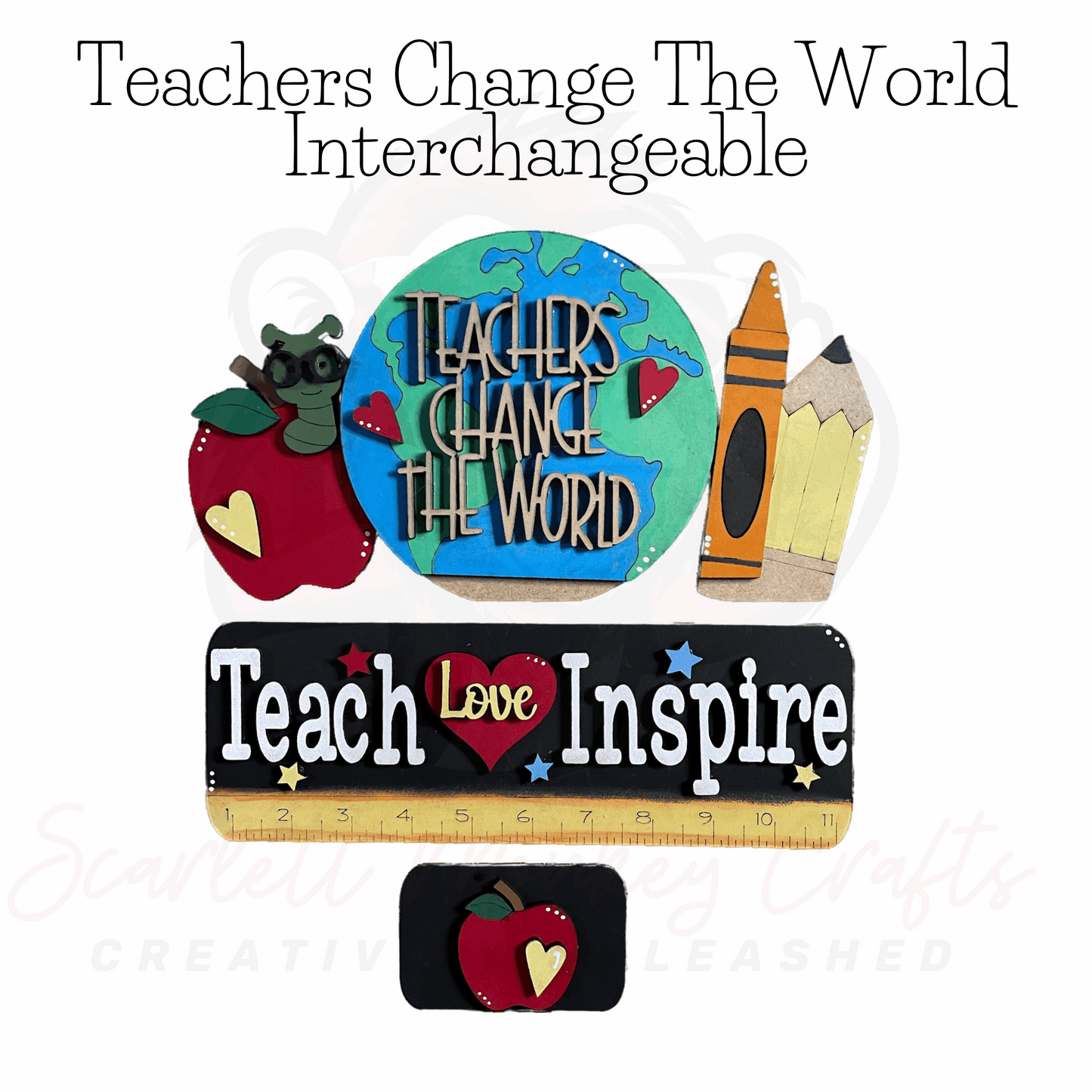 Teachers Wood Project, Change the World Interchangeable kit with decorative pieces for Farm Truck add-on.