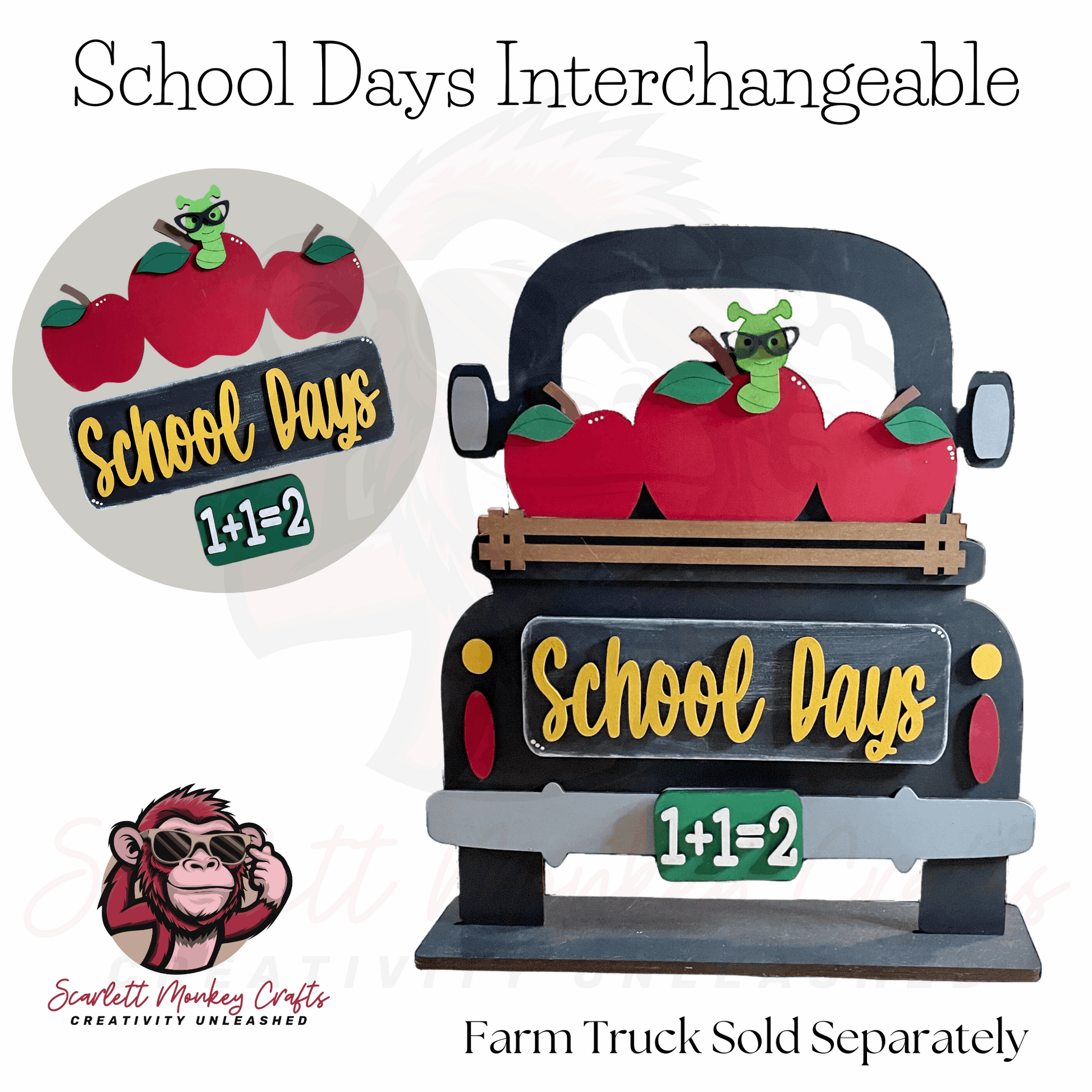 School Days Interchangeable with apple and blackboard design for children's playtime, compatible with Farm Truck base.