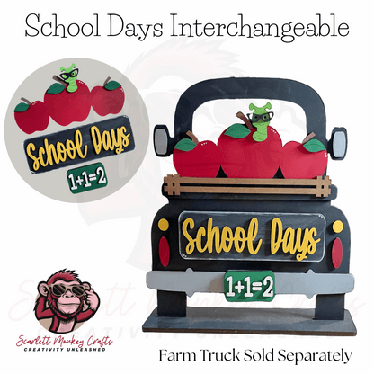 School Days Interchangeable with apple and blackboard design for children's playtime, compatible with Farm Truck base.