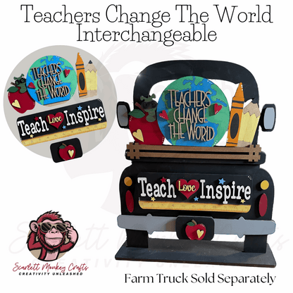 Teachers Wood Project, Change the World Interchangeable kit with MDF pieces for farm truck display.