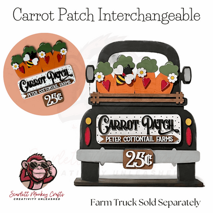 Paintable wood project, Cotton Patch Interchangeable with Velcro attachments for Farm Truck base crafting.