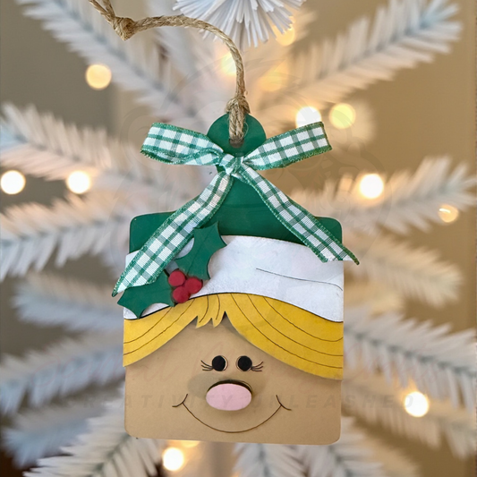 Female Elf Breadboard Ornament & Gift Card Holder - Painted