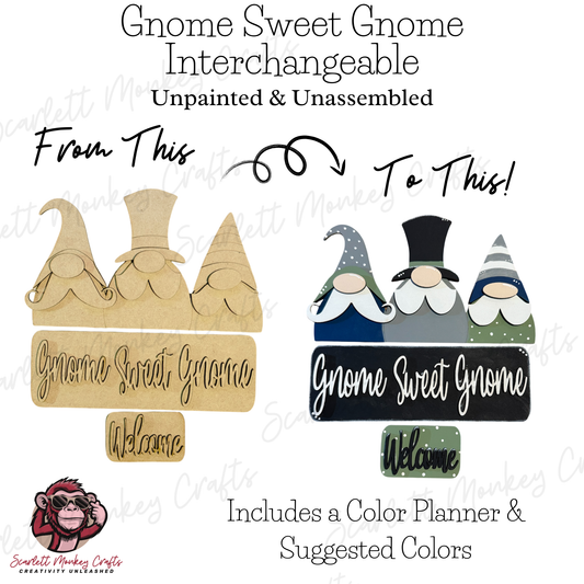 Gnome Sweet Gnome Interchangeable Paintable Wood Project