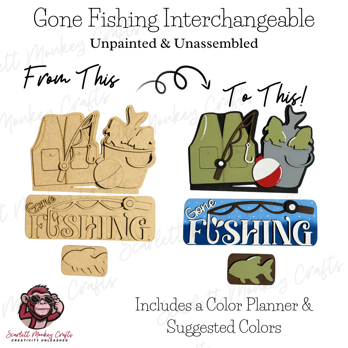Gone Fishing Interchangeable - Paintable Project
