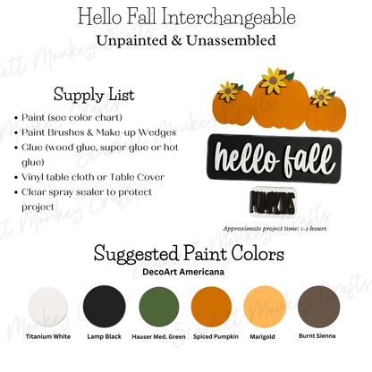 Hello Fall Interchangeable - Paintable Project