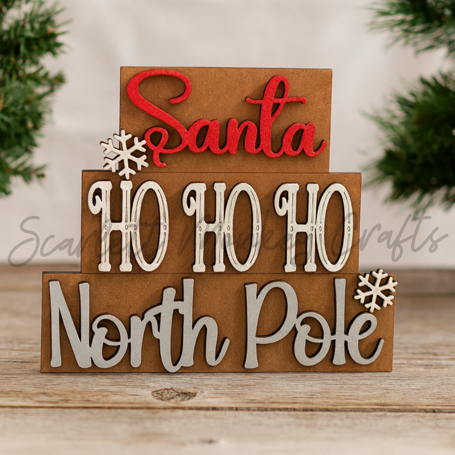 Christmas Word Stackers - Hand-Painted Tiered Tray Decor