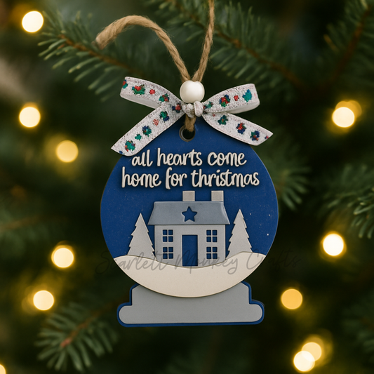 "All Hearts Come Home for Christmas" Snow Globe Ornament - Painted