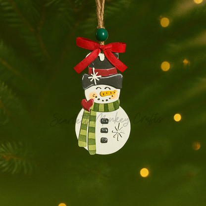 Snowman Ornament with Top Hat - Painted