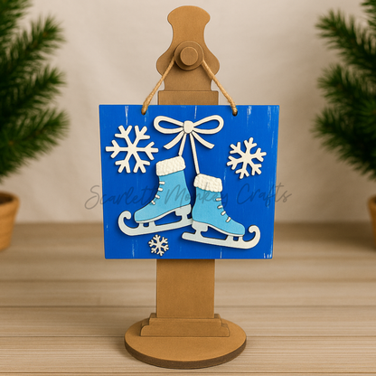 Winter Theme Wall Hangers - Hand-Painted Christmas Decor