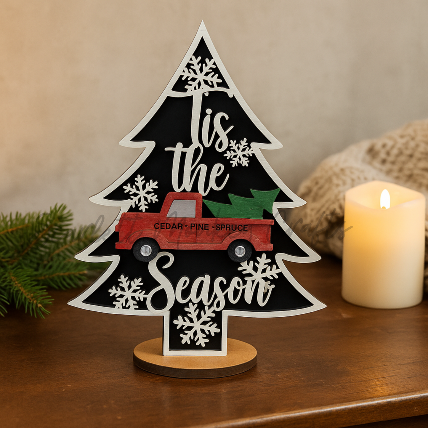 Standing Christmas Trees Set - Hand-Painted Holiday Decor